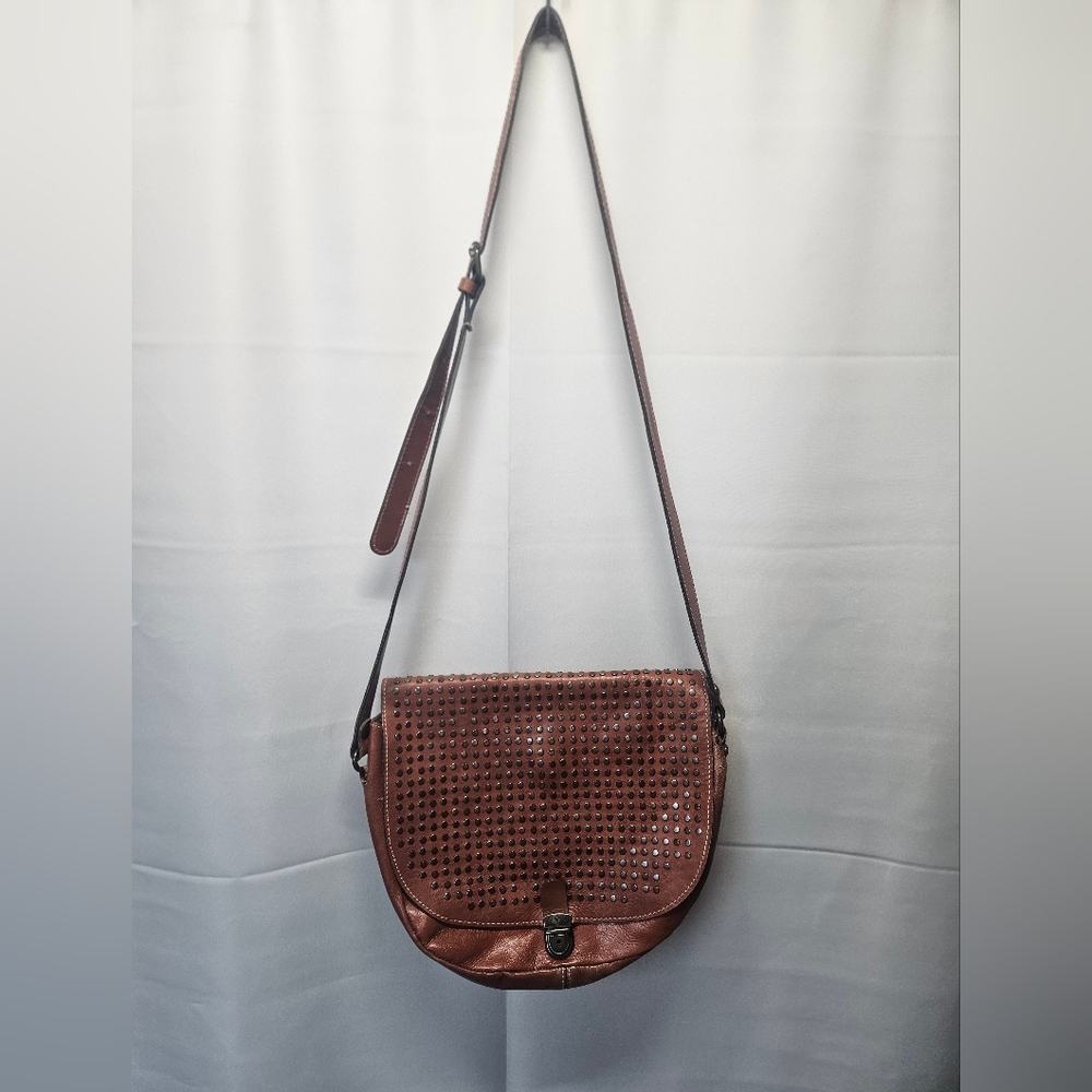 Patricia Nash Brown Leather Studded Bag